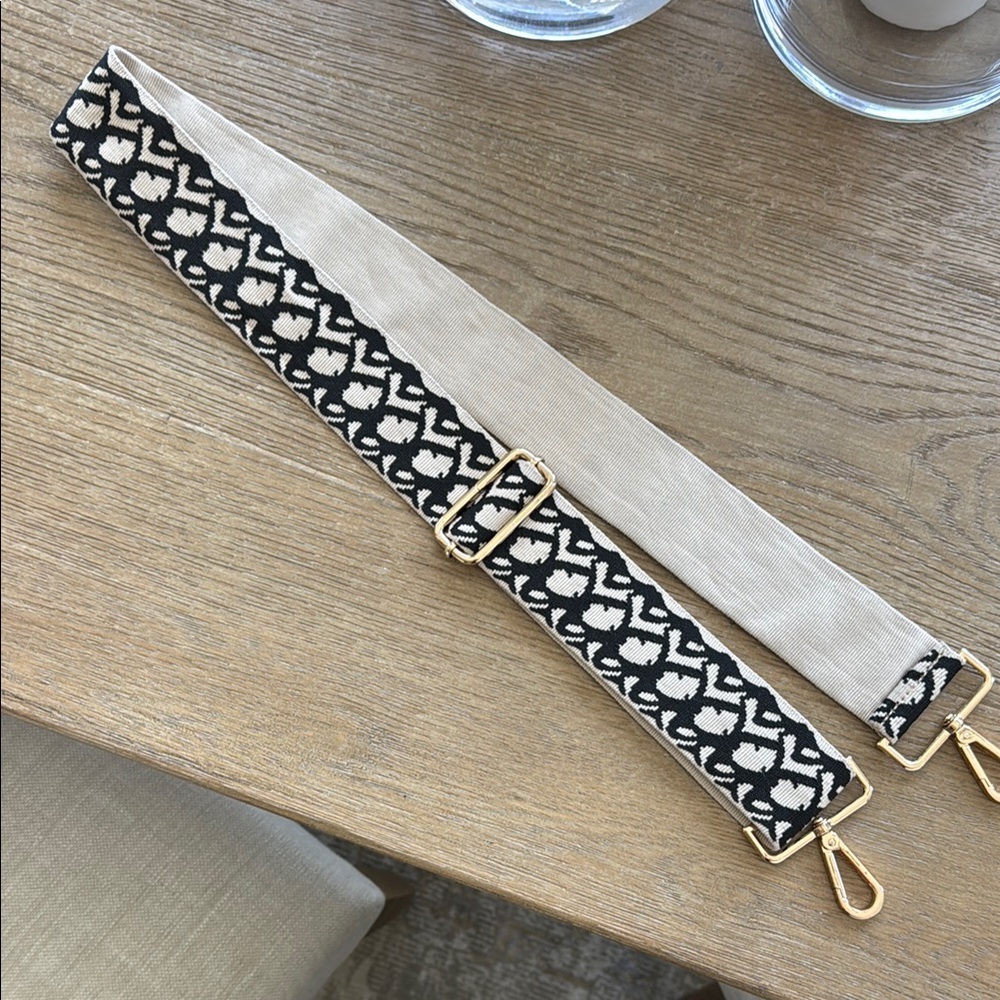 Black and Cream Patterned Strap with Gold Hardware